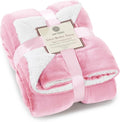 Genteele Sherpa Throw Blanket Super Soft Reversible Ultra Luxurious Plush Blanket, 60 x 70 inches, Pink/White