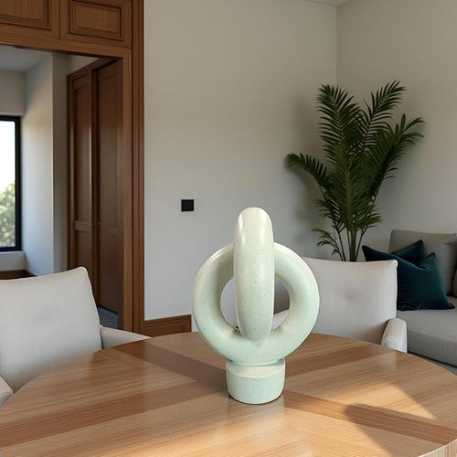 12" Modern Abstract Ring Decorative Sculpture, Knot Sculptures,Home Decor,Coffee Table Statues,Dining Living Room Desk Decor,Light Gray