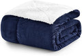 MOONLIGHT20015 Sherpa Fleece Twin Blanket - (Navy, 60X80 Inches) Warm and Fluffy Blankets for Winter - Reversible Thick and Cozy Twin Size Blankets for Bed, Camping and Travel