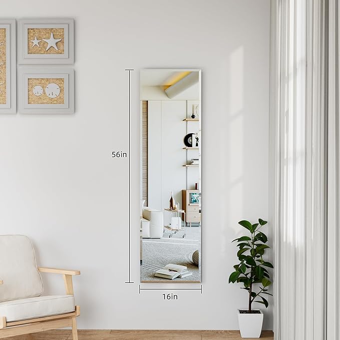 wall Mirror Full Length,56X16FullL ength Mirrorwallmounted,Bedroom/wall/Bathroom/Makeup Area/Cloakroom (56 * 16 Inch)