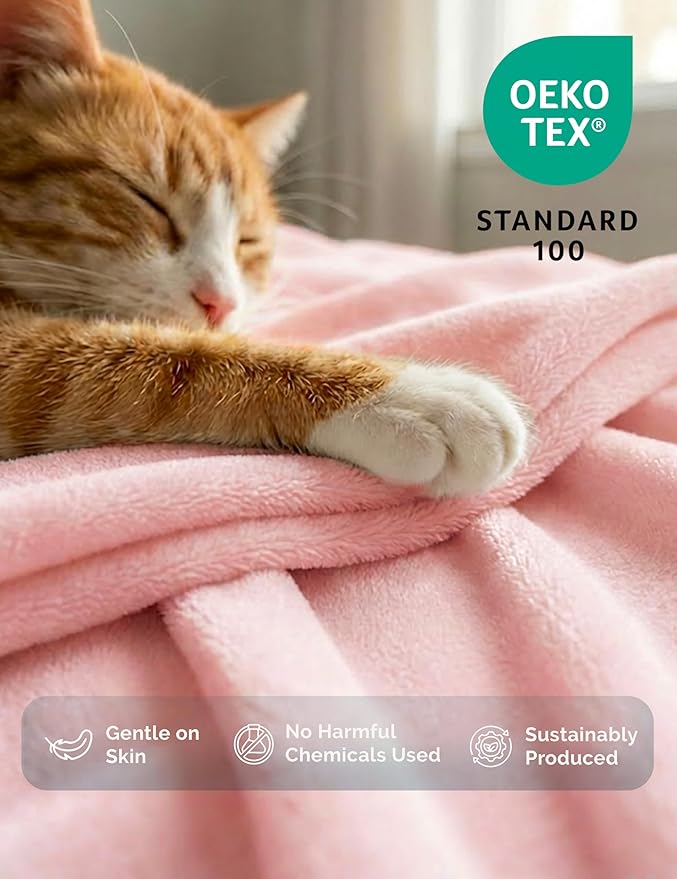 Casa Platino Fleece Blanket Queen Size – 300 GSM Pink Fleece Throw for Bed or Couch – Soft Cozy Warm Holiday Bed Blanket for Winter, Fuzzy Plush Elegant Gifts for Men & Women - 90x90 Inch