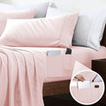 Swift Home Smart Sheets, Ultra Soft Brushed Microfiber 4-Piece Sheet Set, Fitted Bed Sheet with Side Storage Pockets – Blush, Full