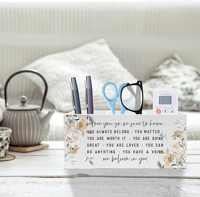 Before You Go Inspirational Pen Pencil Holder, Motivational Gifts for Women, Watercolor Floral Positive Affirmations Pencil Pen Holder Organizer for Home Office Desk Accessories