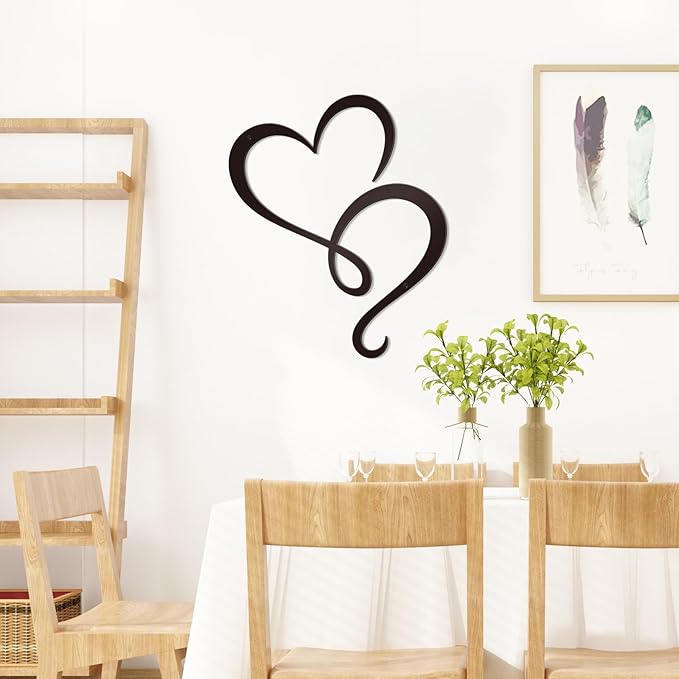 Bnesi Infinity Heart Metal Wall Art Love Signs for Home Decor Black Wall Decor Above Bed Wall Decor Minimalist Wall Art for Living Room Bedroom Bathroom Kitchen (Style H)