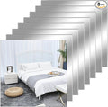 12" x 12" Acrylic Flexible Mirror Sheets, 8 Pack Self Adhesive Mirror Tiles Square Cuttable Mirrors Wall Stickers, Non-Glass Plastic Mirrors Stickers Safety Reflective for DIY Craft Home Wall Decor