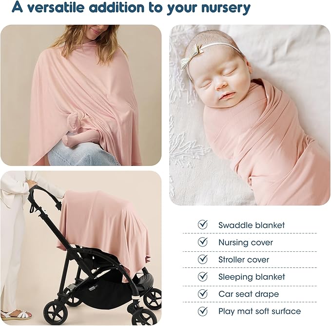 GRSSDER 2 Pack Newborn Swaddle Blanket, Ultra Soft Stretchy Jersey Knit Extra Large Size 33 x 44 Receiving Blankets for Easy Swaddling Baby Snug and Cozy