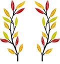 AHYS Metal Tree Leaf Wall Decor 2 PCS Rustic Vine Branch Leaf Wall Art for Living Room Bedroom Bathroom Decorations - Multi-color