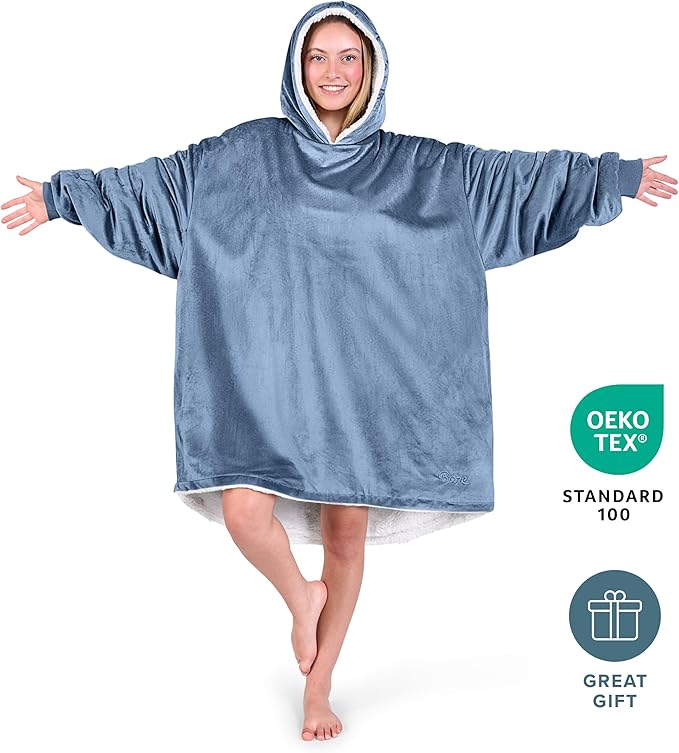 Bare Home Wearable Blanket Hoodie - Soft Plush Sherpa - Warm and Cozy - Oversized Wearable Blanket - Adult & Kid Sizes