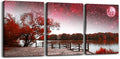 Wall Art For Living Room Large Size Wall Decor For Bedroom Room Wall Pictures Artwork Abstract Red Tree Moon Landscape Paintings Modern Office Decor Home Decorations For Kitchen 20" X 28" 3 Pieces