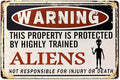 Alien Decor, Funny Vintage Metal Aliens Sign