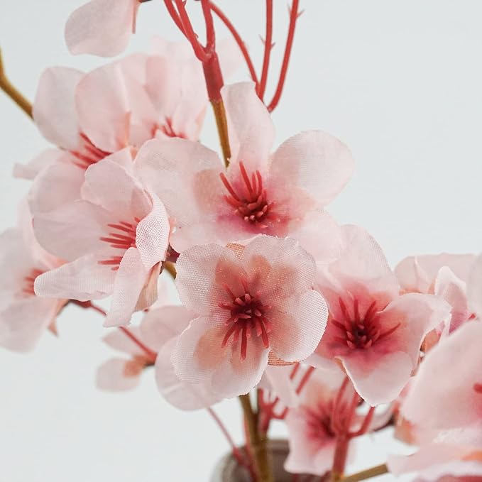 Uieke 4Pcs Artificial Cherry Blossom Flower, Silk Peach Flowers Fake Plants Arrangement for DIY Garden Home Wedding Party Spring Decor, Pink