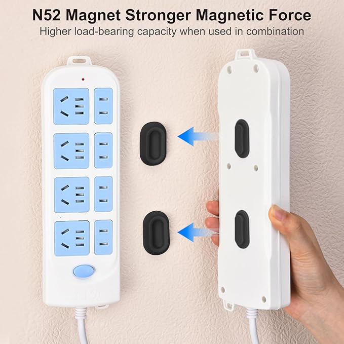 Magnetic Remote Control Holder Wall Mount 4 Pack Soft Silicone Remote Control Caddy with Strong Adhesive Remote Holder - Black