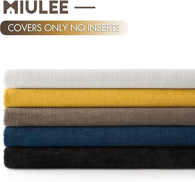 MIULEE Yellow Couch Pillow Covers 18x18 Inch, Set of 2 Soft Chenille Spring Decorative Square Throw Pillow Covers Farmhouse for Sofa Living Room Bed