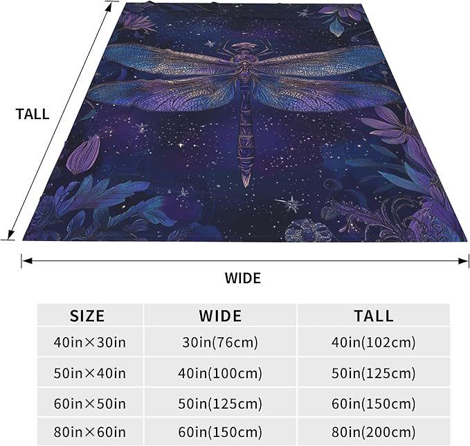 Dragonfly Throw Blanket Soft Warm Cozy Dragonflies Blankets Fuzzy Plush Fleece Dragonfly Blanket Gifts for Couch Bed Sofa Home Decor 40''X50''