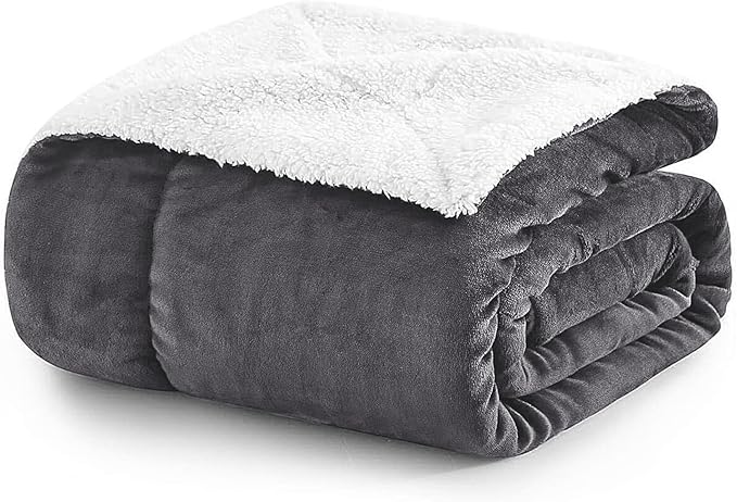 MOONLIGHT20015 Sherpa Throw Blanket - (Grey, 50X60 Inches) Soft and Warm Blankets for Winter Thick, Fluffy and Plush Blanket for Bed, Sofa, Camping and Travel
