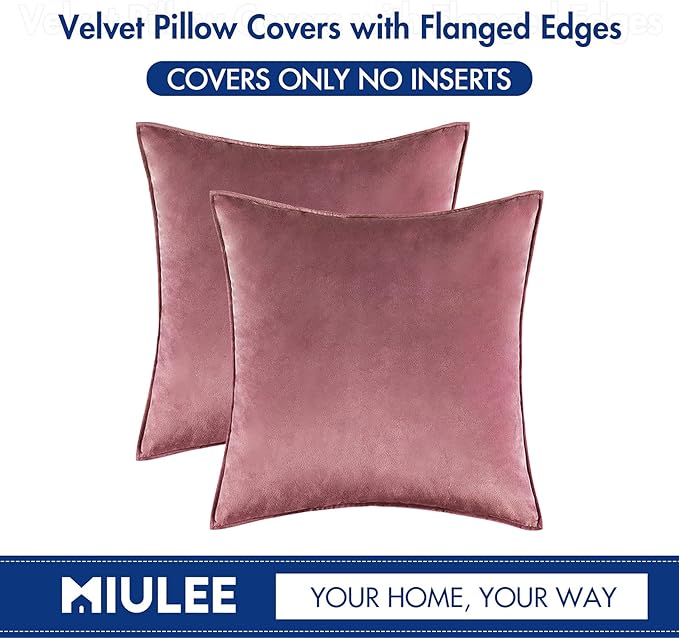 MIULEE Jam Velvet Throw Pillow Covers 20x20 Soft Decorative Solid Square Cushion Cases Pack of 2 Modern Luxury Home Decor for Couch, Sofa, Bedroom