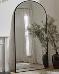 Antok Full Length Mirror, 76"x34" Floor Mirror with Stand, Hanging Mounted Mirrors for Bedroom, Living Room, Cloakroom, Dining Room, Black, Arched