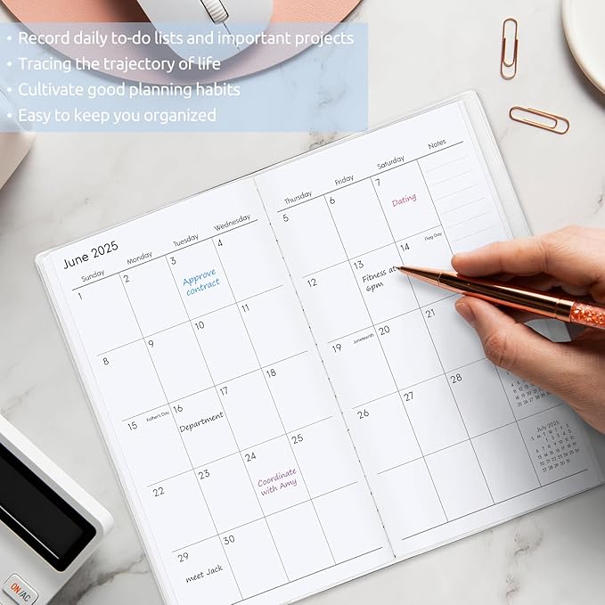 Pocket Calendar 2026-2027, Monthly Planner 2026-2027 - 3.7" x 6.7" - Runs from January 2026 Until December 2027, 2026 Pocket Calendar with PVC Cover for Organizing & Planning