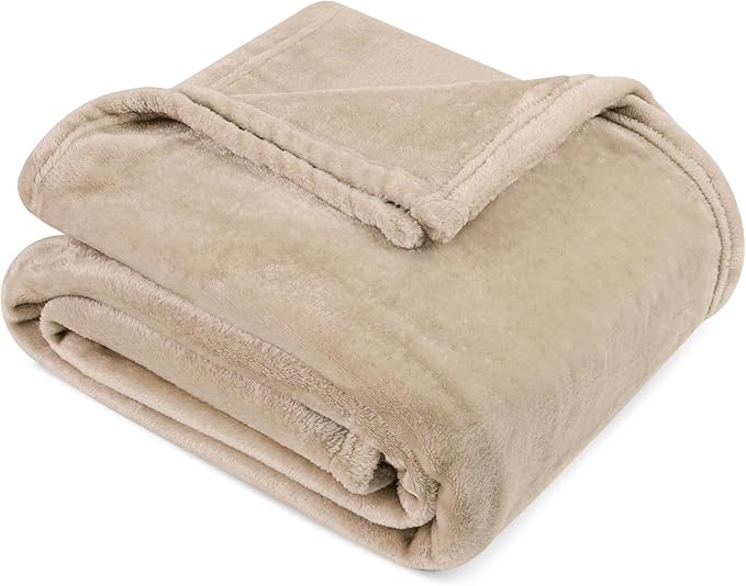 PAVILIA Taupe Fleece Throw Blanket for Couch Twin Size, Light Brown Super Soft Fuzzy Flannel Throw for Sofa, Luxury Plush Microfiber Blanket Twin Bed, Home Decorative Velvet Gift Blanket, 60x80