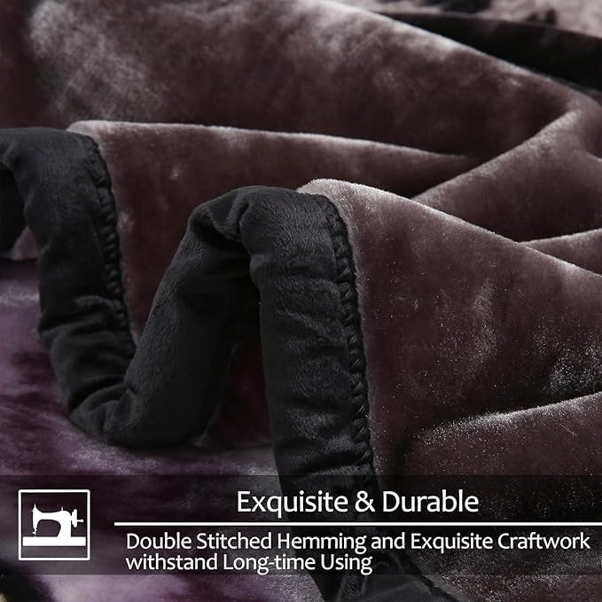 JYK Soft Fleece Bed Blanket Korean Style Blanket, 5 LB Fleece Blanket Queen 75'' x 87'' - 2 Ply Reversible 520GSM Super Soft Plush Flannel Blanket, Warm Bed Blanket for Autumn Winter - Moon Wolf/Wolf