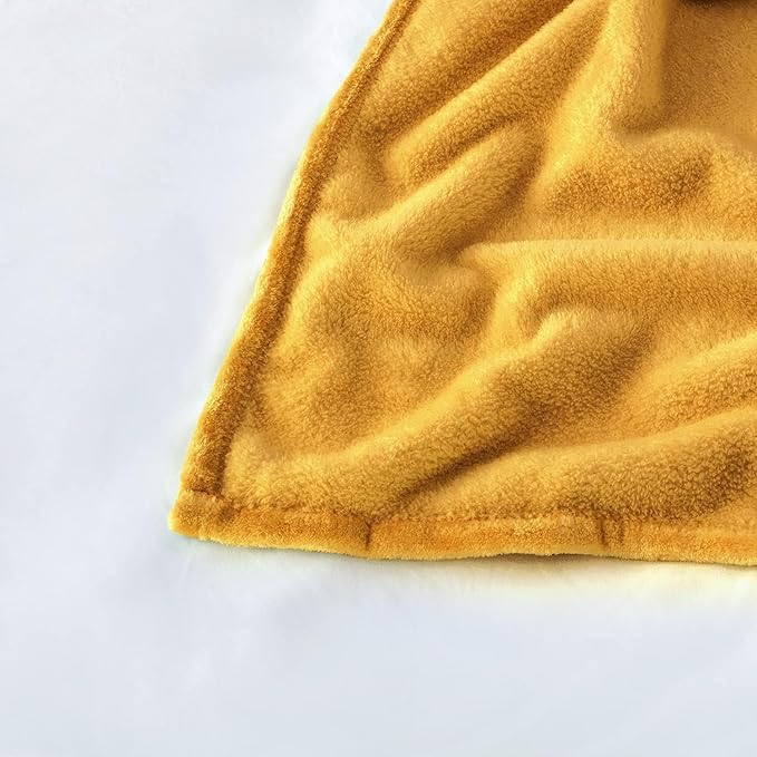 IR Imperial Rooms Fleece Blanket Twin Size 60x80 Inches - Super Soft Fluffy Throw Blanket for Sofa and Bed - Warm and Cozy Lightweight 400 GSM Microfiber Bed Throws Blankets (Twin, Mustard)