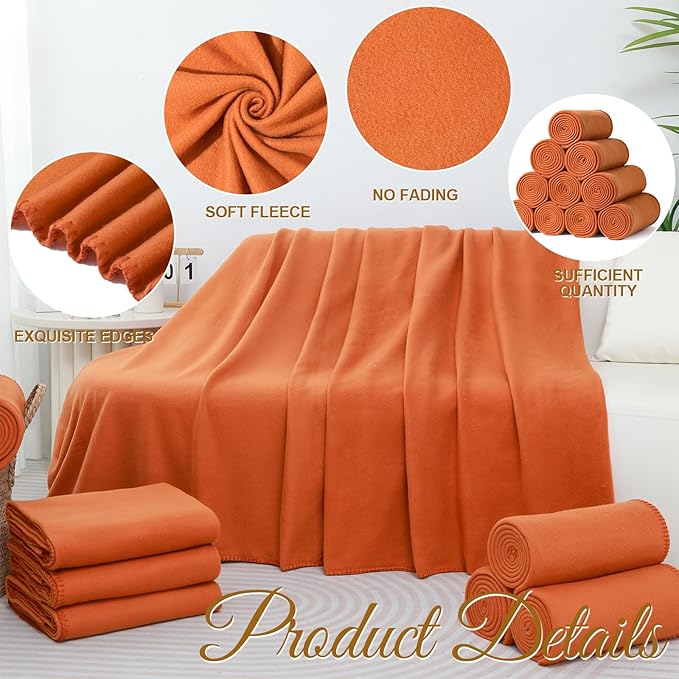 60PCS Terracotta Blankets Bulk 50 X 60, Soft Lightweight Throw Blanket Kit Cozy Blankets Bulk for Bed Sofa Couch Warm Pet Fleece Blanket Set for Wedding Homeless Home Office Travel Gift for Seasons