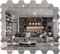 Maitys 72 Pcs Hexagon Mirror Wall Stickers Decal Removable Acrylic Mirror Sticky Decor for Bedroom Living Room Home Decor DIY, Silver(3.94 x 3.43 x 1.97 Inch)