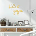 Blulu Hello Gorgeous Wall Decor Sign Hello Gorgeous Wall Art Minimalist Wooden Words Decor for Lash Room, Salon, Vanity or Makeup Room, Bathroom, Bedroom, Office(Gold)