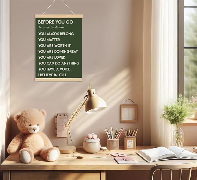 Mental Health Positive Inspirational Wall Art Decor,Therapist Office Signs Wall Art Decor For Office Kids Teen Girls Room Bedroom Playroom Wall Decor Wood Posters Framed（dark green）