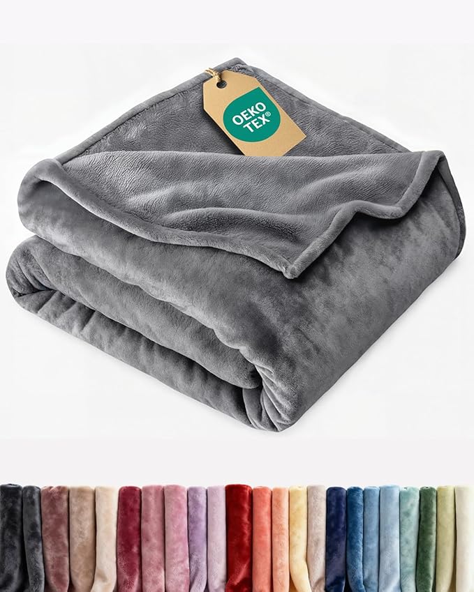 Ultra Soft Fleece Blanket Twin Size - Flannel Fleece Luxury Twin Blanket - Lightweight for Couch Bed Chair - Thick, Warm & Breathable - All Season Cozy Fuzzy, Anti-Static Microplush Bedding, Dark Grey