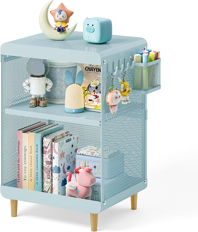 Kids Nightstand,Kids Bedside Table,Teen Girls Night Stand,Toddler Night Stand,End Table for Girls Room Storage,Mint Green Nightstand