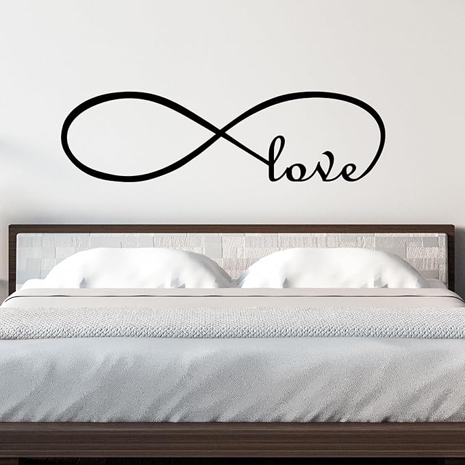 Love Quotes Wall Decals for Bedroom: Inspirational Positive Vinyl Art Wall Stickers for Home Bathroom Living Room - Love Infinity 45" X 12.6"