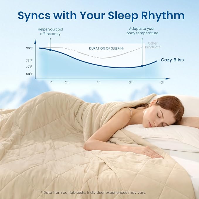 Cozy Bliss Cooling Blanket for Hot Sleepers Queen Size, Q-Max 0.45 Cooling Comfort, Cold Blankets for Night Sweats Sleeping, Ultra-Cool Lightweight Breathable Summer Blanket for Bed, Khaki