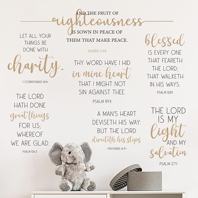 BBTO Bible Verse Wall Stickers Inspirational Quote Wall Decals Religious Motivational Scripture Sticker Peel and Stick for Bedroom Living Room Office Bathroom (The Lord is My Light)
