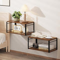 Floating Nightstand Wall Shelf, Wood Bedside Shelf Wall Mounted Nightstand Set of 2, Floating Bedside Table for Bedroom, Living Room, Bathroom, Kitchen, Office (Vintage Brown)