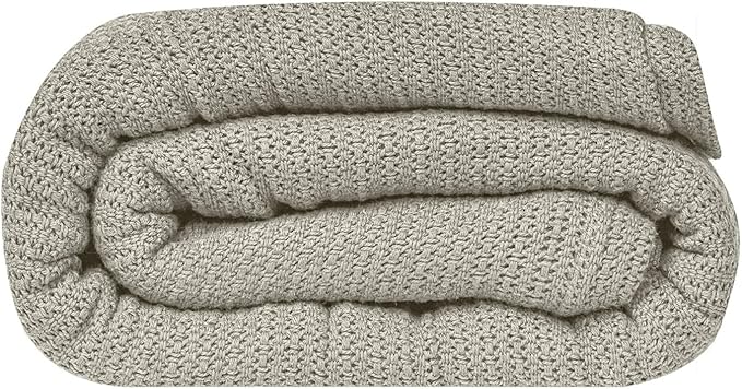 Linteum Textile Supply Leno Weave Oatmeal Blanket, Twin 100% Cotton, Lightweight, Warm, Fluffy, Premium and Durable Soft & Cozy Bed Blanket for Bed, Couch, Sofa Throw for All Season [66x90]