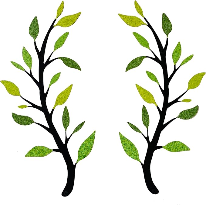 Yuzhuo 2 Pieces Metal Tree Leaf Wall Décor Branch Leaf Wall Art for Indoor Outdoor Garden Home Bedroom Living Room Decorations Iron Scroll Sculptures Above the Bed(Light Green, S)