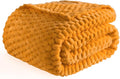 Bnuitland Soft Flannel Throw Blanket(50X70 inches), 3D Jacquard Fluffy Lightweight Fleece Blanket for Couch,Sofa,Bed, 300 GSM Super Cozy Warm for All Season Home Decor,Yellow