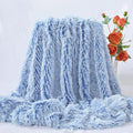 Plush Super Soft Blanket Bedding Sofa Cover Furry Fuzzy Fur Warm Throw Qulit Cozy Couch Blanket for Winter (51"x63",Blue and White)