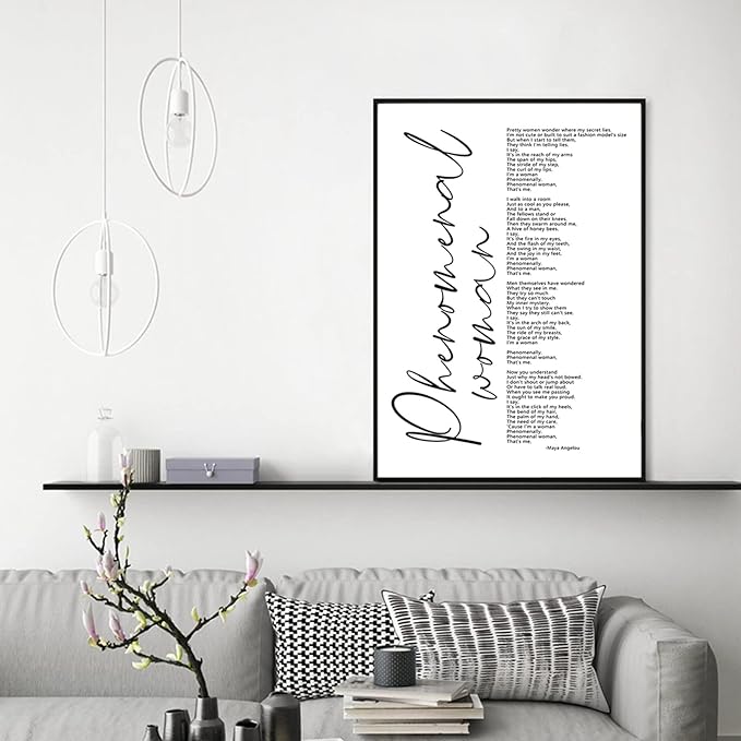 Maya Angelou Quotes Wall Art Decor Black Woman Canvas Art Phenomenal Women Wall Decor Office Artwork Pictures Black People Inspirational Posters Prints for Office 16x24 Inch Unframed