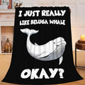 Beluga Whale Blanket for Girls Women Boys Men Adults Kids Soft Cozy Fleece Ocean White Whale Throw Blankets Gifts Warm Flannel Plush Lightweight Decor for Couch Bed Sofa 60"X50"