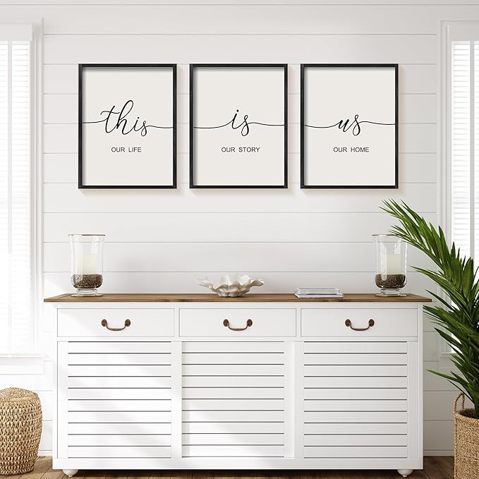 Heiple This is Us Wall Decor 11"x14" Framed Wooden Wall Sign for Home Decor Farmhouse Vintage Rustic Living Room Minimalist Family Wall Art (Black)