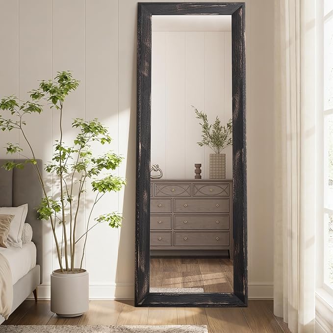 AAZZKANG Rectangular Mirror Full Length Wooden Frame Retro Large Wall Hanging Mirrors 71"x30" for Bedroom Living Room Bathroom Dressing Room Hallway