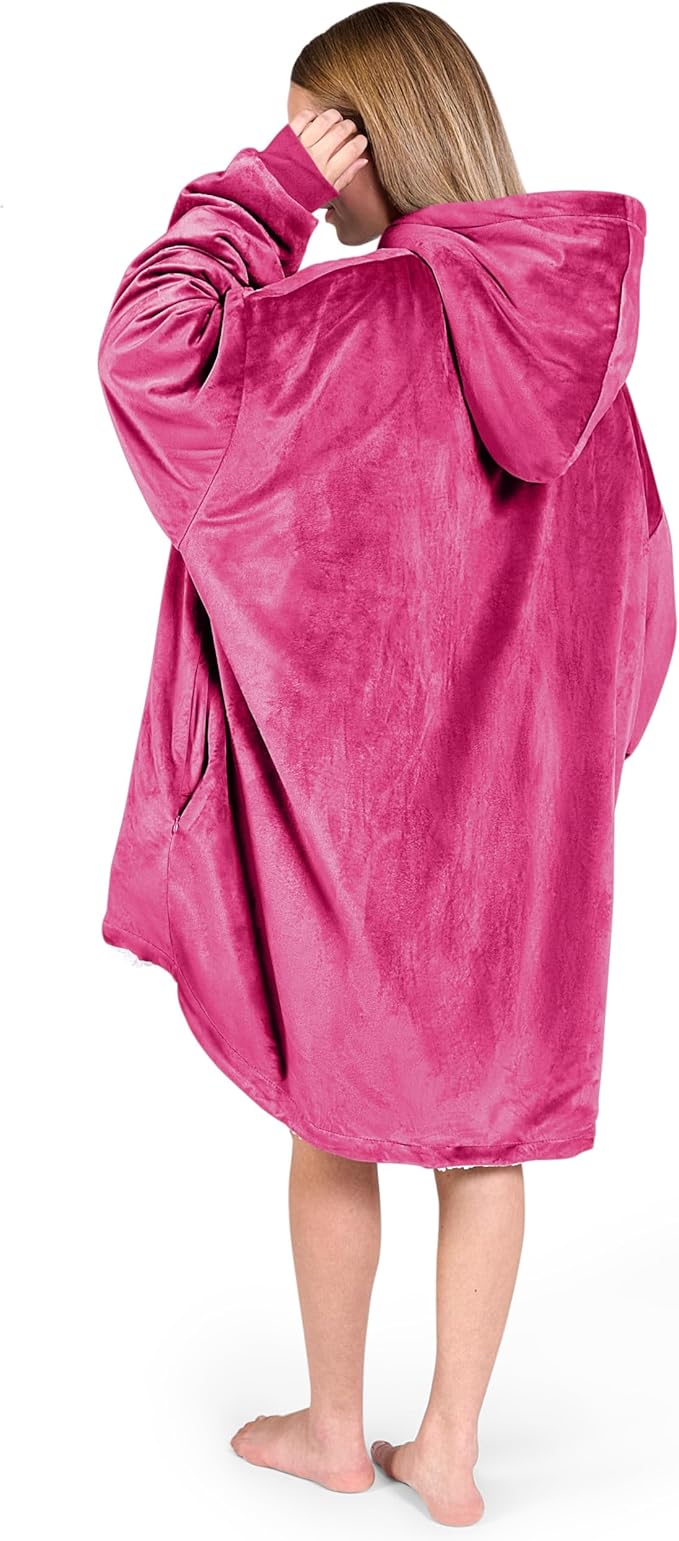 Bare Home Wearable Blanket Hoodie - Soft Plush Sherpa - Warm and Cozy - Oversized Wearable Blanket - Adult & Kid Sizes