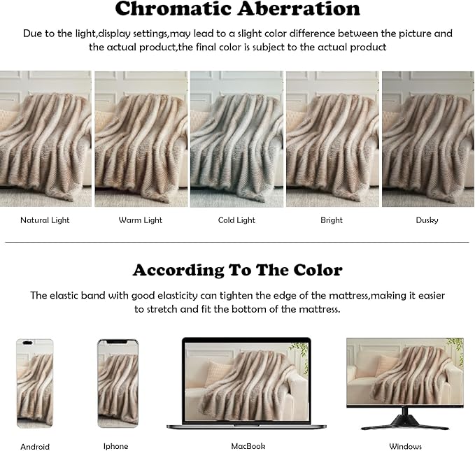 NEWCOSPLAY Faux Fur Twin Blanket Luxury Fluffy Thick Warm Blanket for Couch Sofa Bed 1000GSM (Stripe Light Grey Thick, Twin(60"x80"))