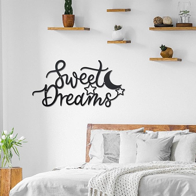 OYEFLY Metal Sweet Dreams Wall Decor,Modern Black Metal Wall Art (style 2)
