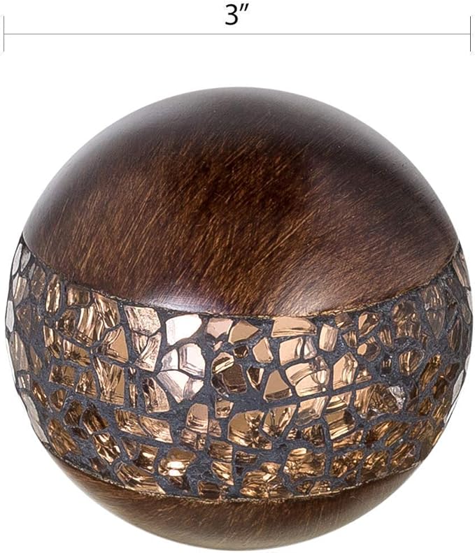 Creative Scents Schonwerk Brown Centerpiece Bowl with 3 Matching Orbs - Coffee Table Decor with Resin Sphere Balls for Living Room Dining Room Table - Decorations for Home Decor - Mantle House Decor