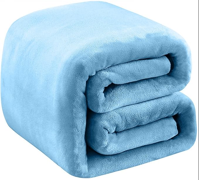 Fleece Blankets for All Season - Premium Lightweight Anti-Static Throw for King Size Bed Extra Soft Brush Fabric Warm Sofa Thermal Blanket 90" x 108"(Washed Blue)