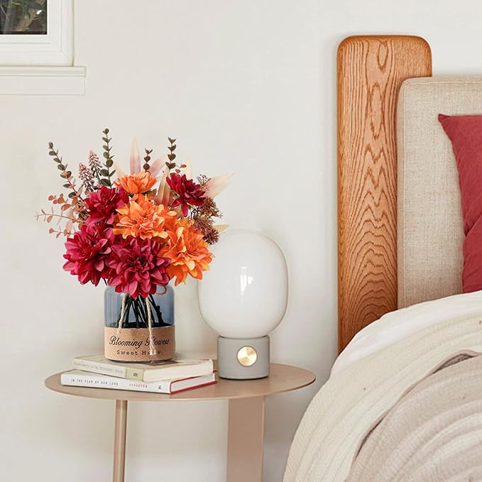 Leftover Fake Fall Flowers in Vase,Faux Flowers in Vase,Fall Floral Arrangement,Fall Centerpieces for Tables,Artificial Flowers,Kitchen Decor,Coffee Table Decor