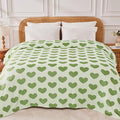 FY FIBER HOUSE Heart Flannel King Blanket Soft Cozy Blankets for Lover Gifts All Season Use, 90x108 Inches, Sage Green